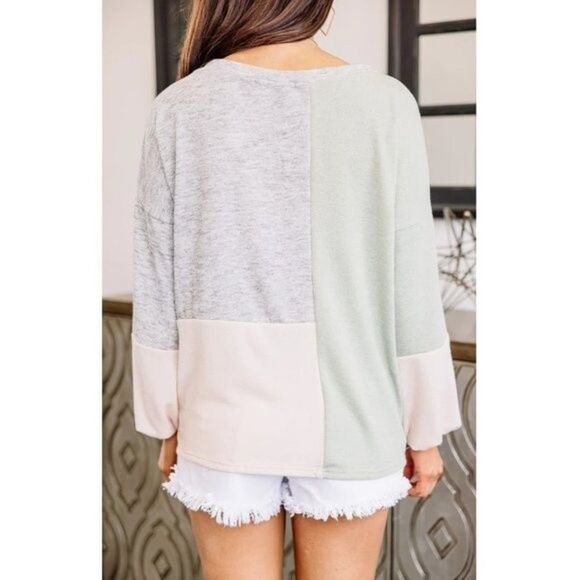 Slouchy Oversized Sweater Size Large Color Block Sweater * - Picture 3 of 11